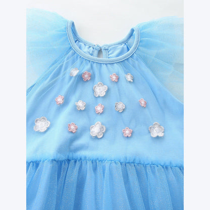 MyKids-USA® Summer Hot Selling Cute Animals Cartoon Pattern Short Sleeves Tulle Dress for Stylish Girls