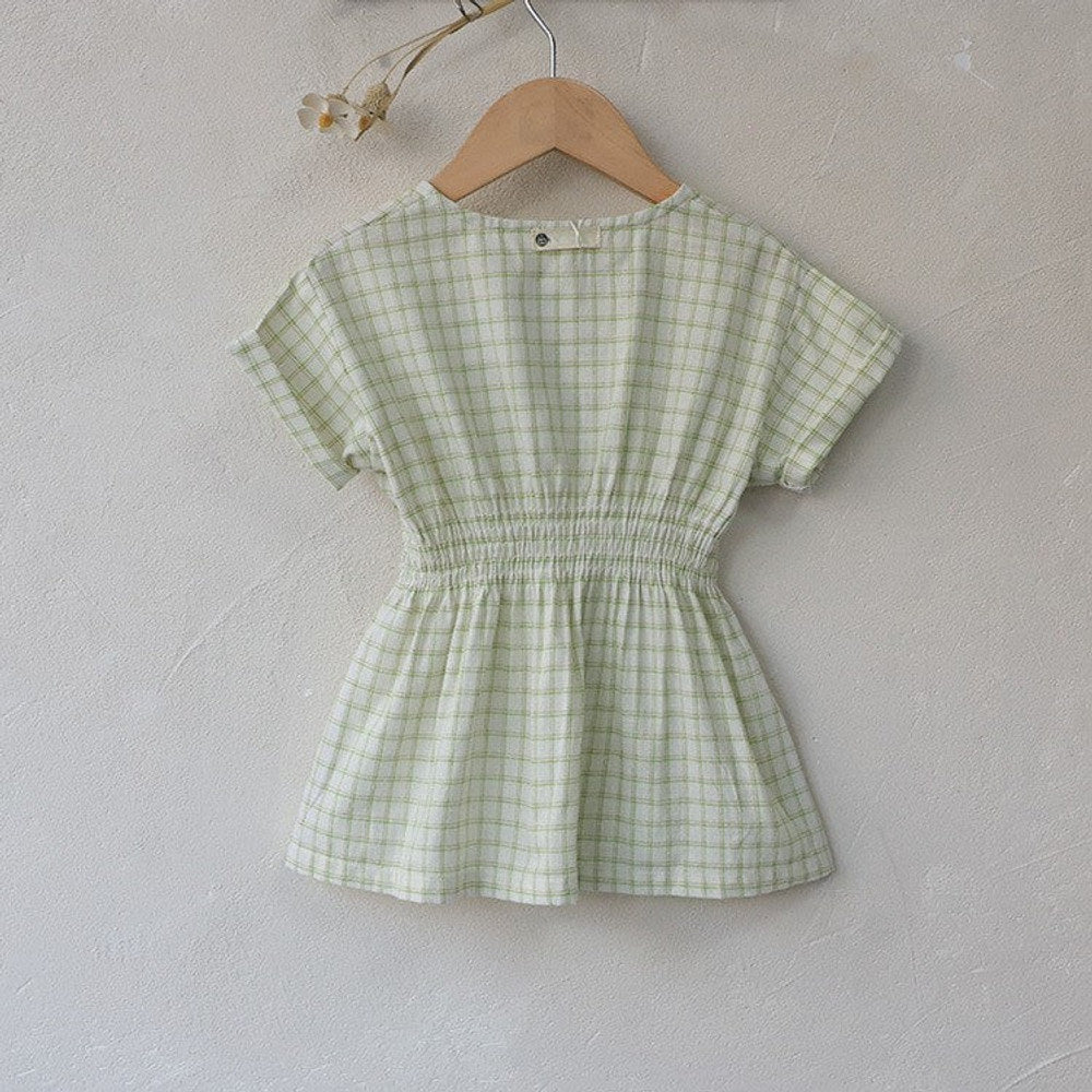 MyKids-USA® Summer Arrival Baby Girls Short Sleeves Casual Plaid Dress
