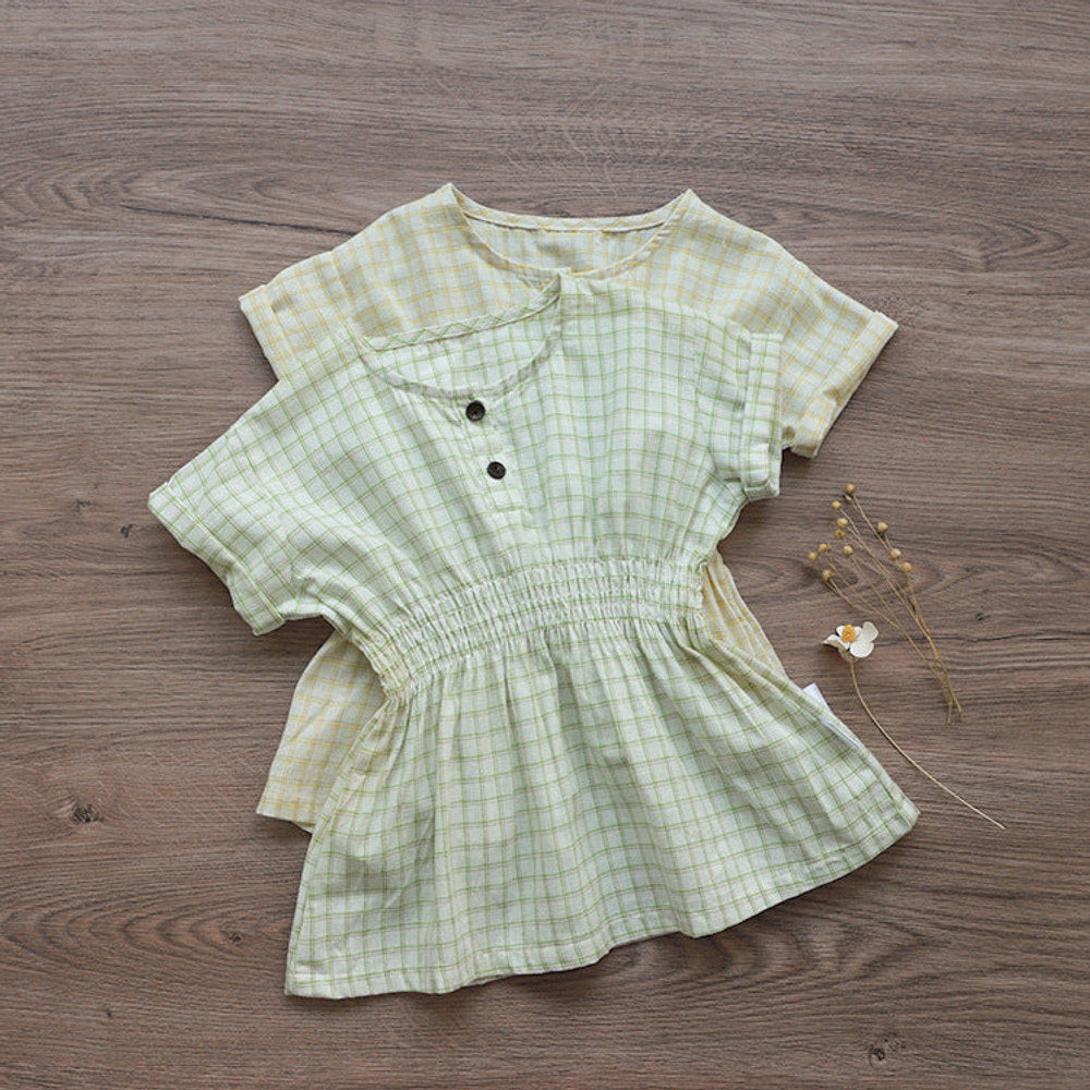 MyKids-USA® Summer Arrival Baby Girls Short Sleeves Casual Plaid Dress