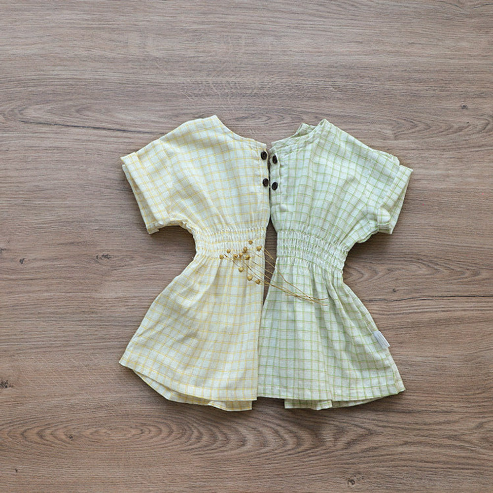 MyKids-USA® Summer Arrival Baby Girls Short Sleeves Casual Plaid Dress