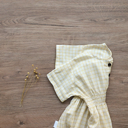 MyKids-USA® Summer Arrival Baby Girls Short Sleeves Casual Plaid Dress
