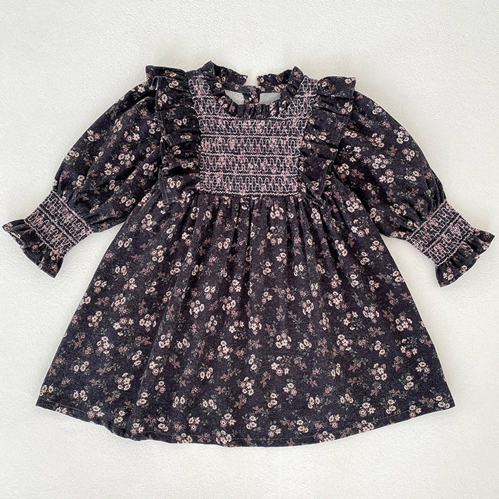 MyKids-USA® Autumn Baby Girls Vintage Floral Long-sleeved Bodysuit and Dress – Princess Sister Matching Set