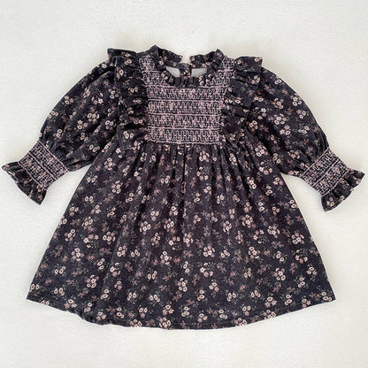 MyKids-USA® Autumn Baby Girls Vintage Floral Long-sleeved Bodysuit and Dress – Princess Sister Matching Set