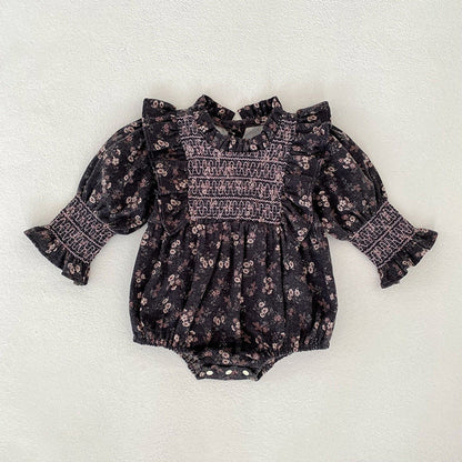 MyKids-USA® Autumn Baby Girls Vintage Floral Long-sleeved Bodysuit and Dress – Princess Sister Matching Set