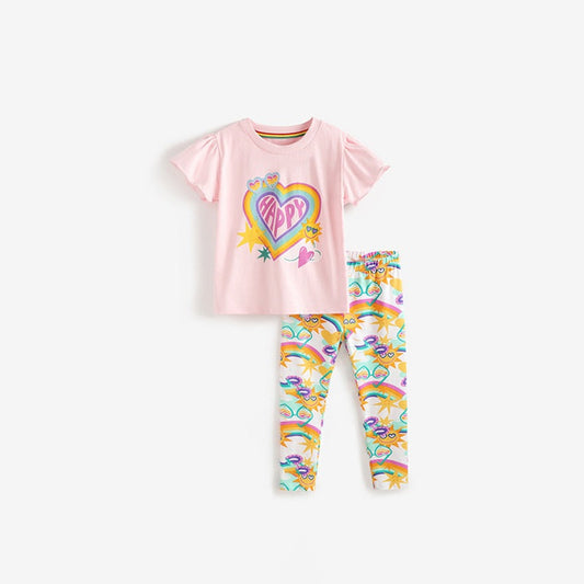 MyKids-USA® Baby Kids Girls Short Sleeves Letters Pattern T-shirt and Cartoon Pants Clothing Set