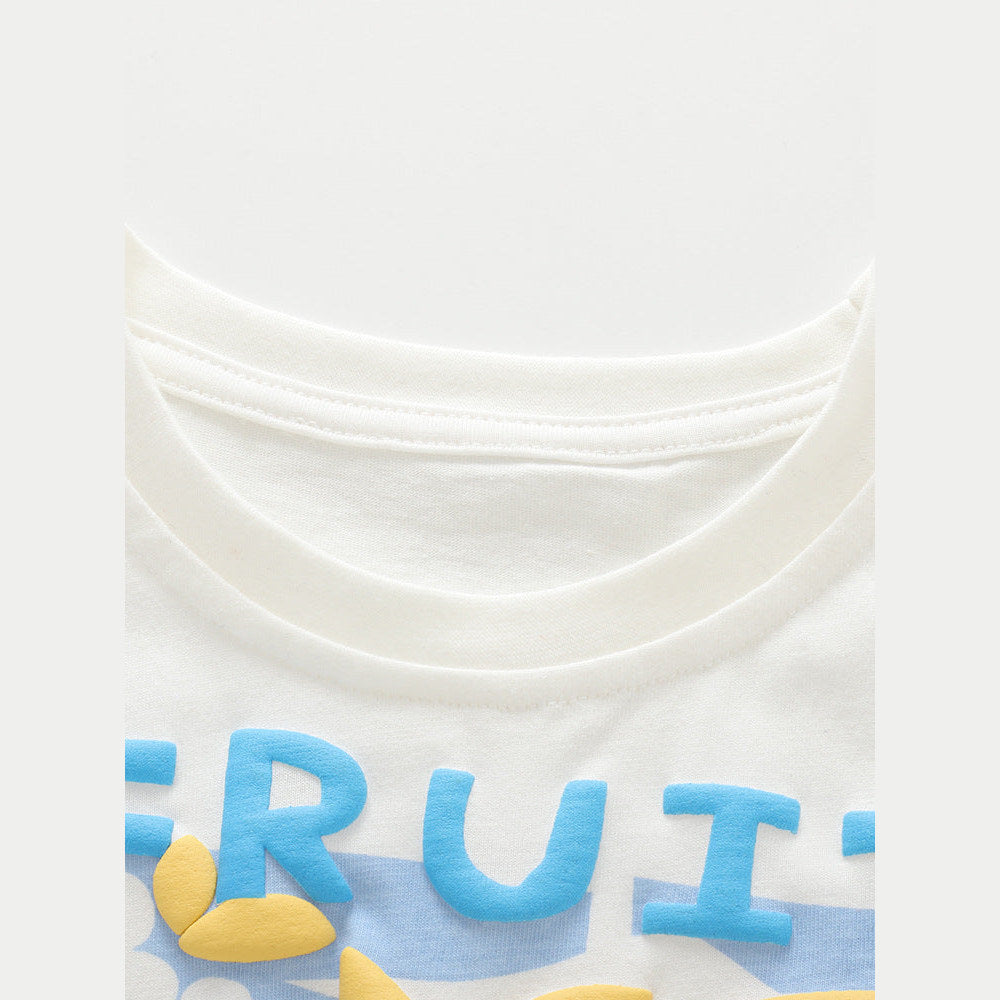 MyKids-USA®  Arrival Summer Baby Kids Girls Short Sleeves Fruits Cartoon Pattern T-shirt and Plaid Shorts Clothing Set