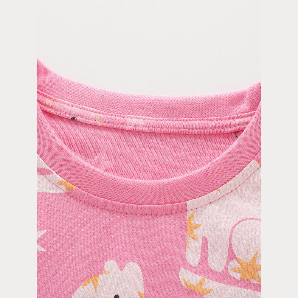 MyKids-USA®  Arrival Summer Baby Kids Girls Short Sleeves Animals Cartoon Pattern T-shirt and Shorts Clothing Set
