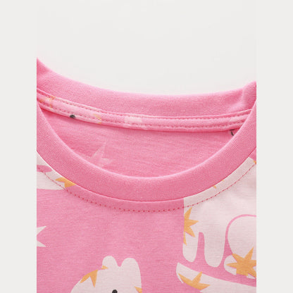 MyKids-USA®  Arrival Summer Baby Kids Girls Short Sleeves Animals Cartoon Pattern T-shirt and Shorts Clothing Set