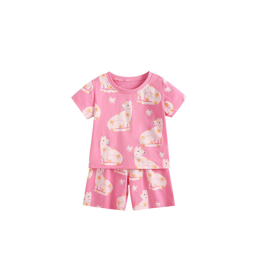 MyKids-USA®  Arrival Summer Baby Kids Girls Short Sleeves Animals Cartoon Pattern T-shirt and Shorts Clothing Set
