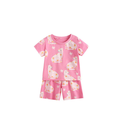 MyKids-USA®  Arrival Summer Baby Kids Girls Short Sleeves Animals Cartoon Pattern T-shirt and Shorts Clothing Set