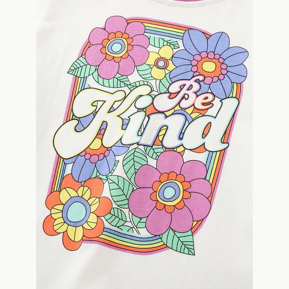 MyKids-USA® Arrival Summer Baby Kids Girls Short Sleeves Letters Pattern T-shirt and Floral Pants Clothing Set