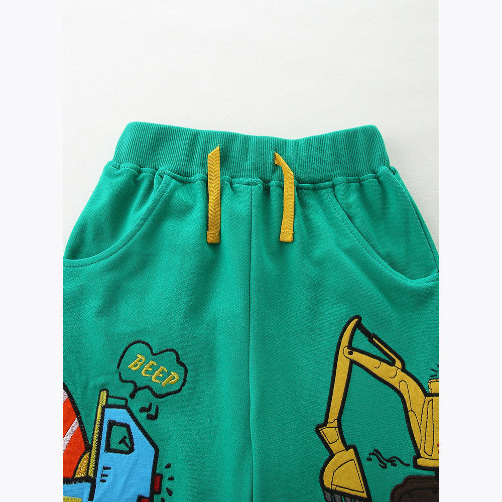 Summer Arrival Baby Kids Boys Cartoon Embroidered Pattern Shorts