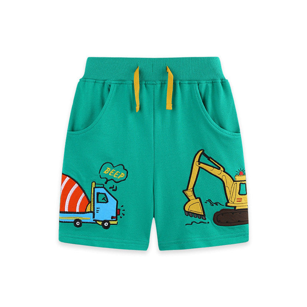 Summer Arrival Baby Kids Boys Cartoon Embroidered Pattern Shorts