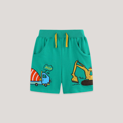 Summer Arrival Baby Kids Boys Cartoon Embroidered Pattern Shorts