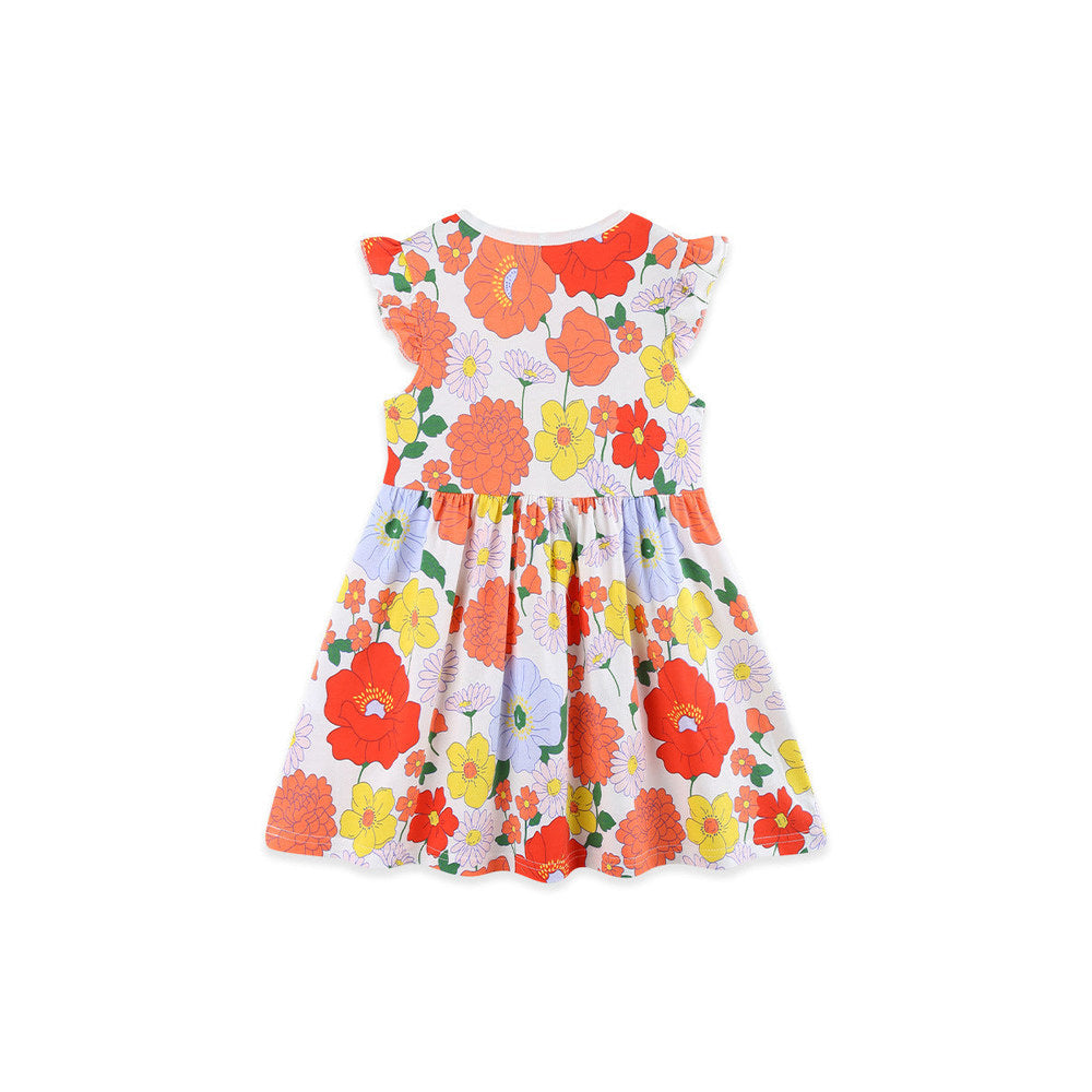 MyKids-USA® Summer Hot Selling Cute Flowers Pattern Fly Sleeves Dress for Stylish Girls