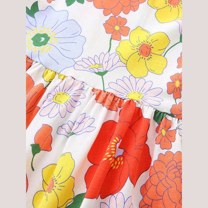 MyKids-USA® Summer Hot Selling Cute Flowers Pattern Fly Sleeves Dress for Stylish Girls