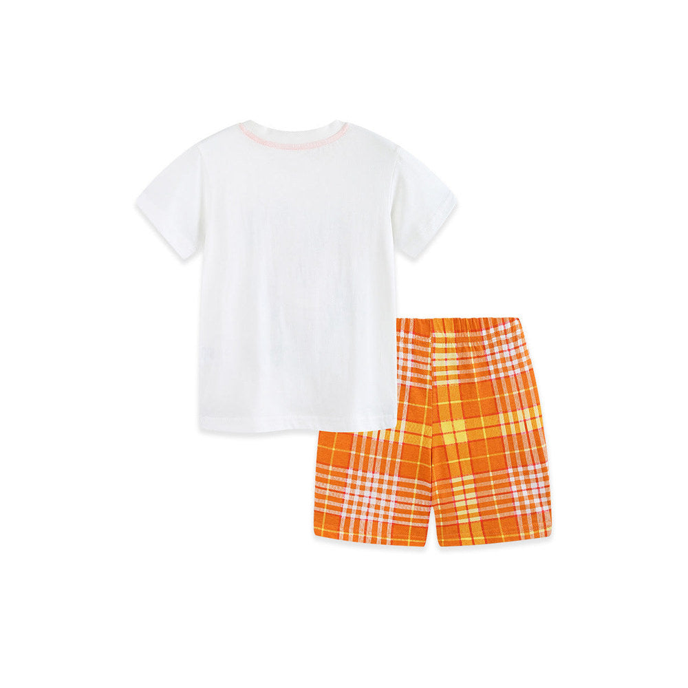 MyKids-USA® Arrival Summer Baby Kids Boys Short Sleeves Letters Pattern T-shirt and Plaid Shorts Clothing Set