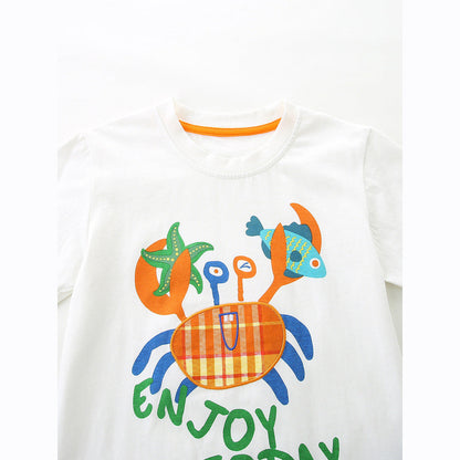 MyKids-USA® Arrival Summer Baby Kids Boys Short Sleeves Letters Pattern T-shirt and Plaid Shorts Clothing Set