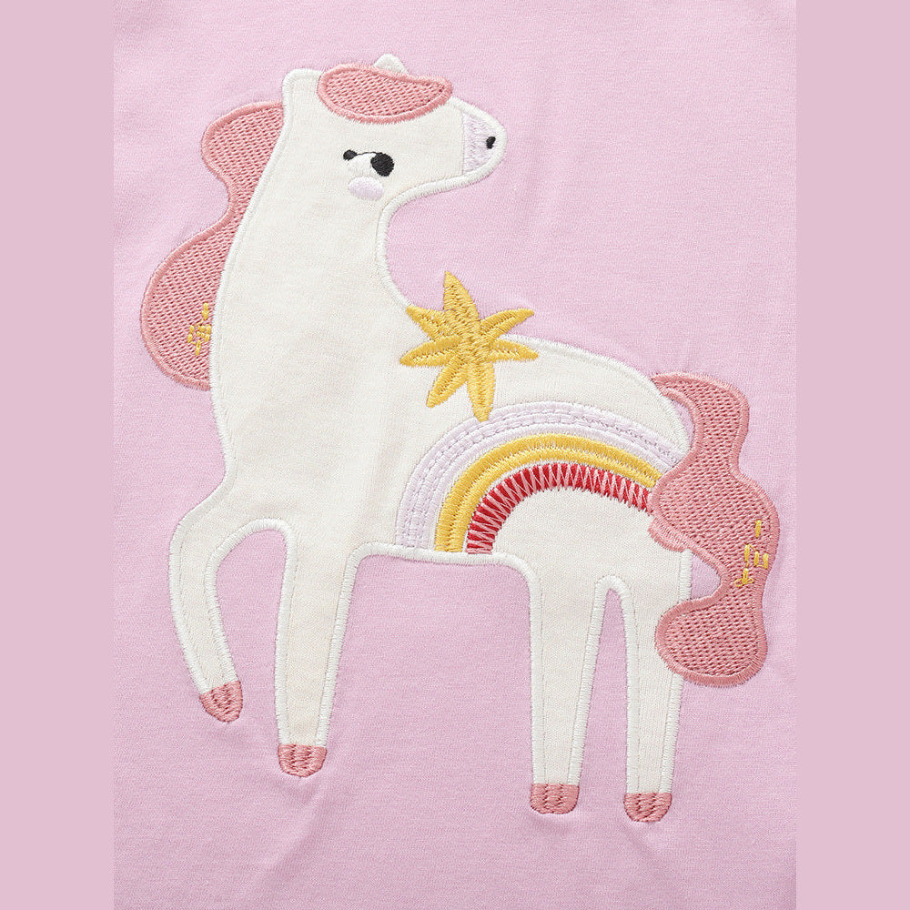MyKids-USA® Arrival Summer Baby Kids Girls Short Sleeves Horse Pattern T-shirt and Striped Shorts Clothing Set