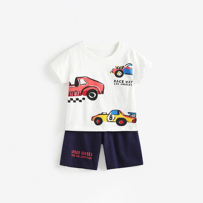 MyKids-USA® Arrival Summer Baby Kids Boys Short Sleeves Cartoon Pattern T-shirt and Shorts Clothing Set