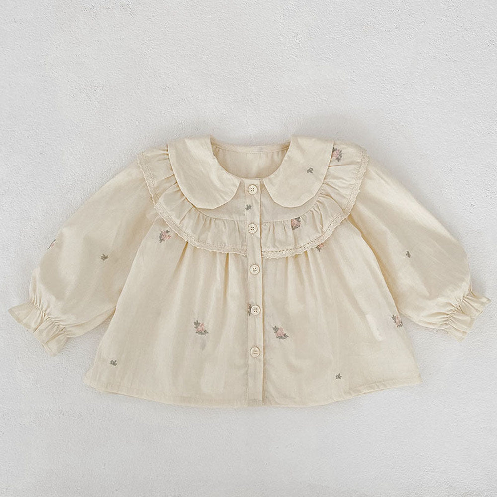 MyKids-USA® Arrival Autumn Baby Kids Girls Long Sleeves Flowers Embroidered Shirt