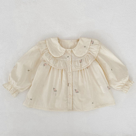 MyKids-USA® Arrival Autumn Baby Kids Girls Long Sleeves Flowers Embroidered Shirt