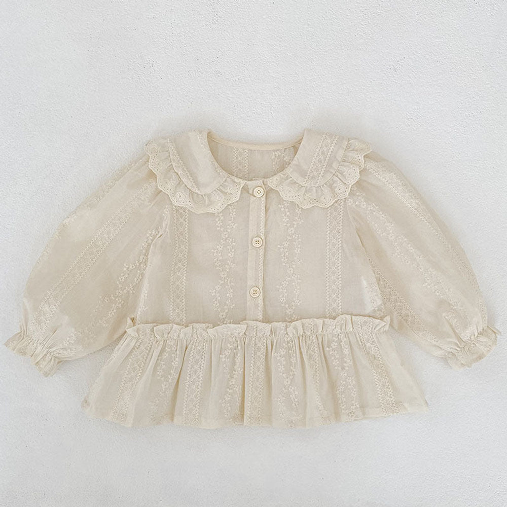MyKids-USA® Arrival Autumn Baby Kids Girls Long Sleeves Flowers Embroidered Shirt