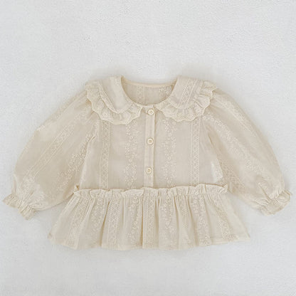 MyKids-USA® Arrival Autumn Baby Kids Girls Long Sleeves Flowers Embroidered Shirt