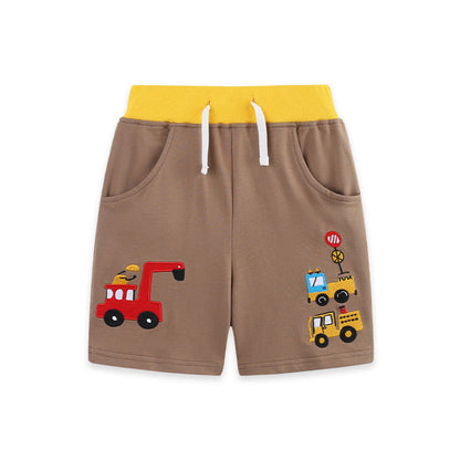 MyKids-USA® Summer Arrival Baby Kids Boys Cartoon Embroidered Pattern Color Patchwork Shorts