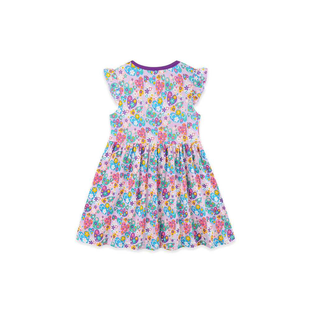 Summer Hot Selling Cute Floral Pattern Fly Sleeves Dress for Stylish Girls