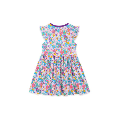 Summer Hot Selling Cute Floral Pattern Fly Sleeves Dress for Stylish Girls