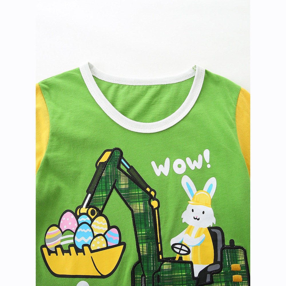 MyKids-USA® Arrival Summer Baby Kids Boys Short Sleeves Cartoon and Letters Pattern T-shirt and Plaid Shorts Clothing Set