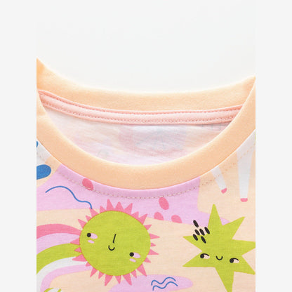 MyKids-USA® Arrival Summer Baby Kids Girls Short Sleeves Cartoon Pattern T-shirt and Shorts Clothing Set