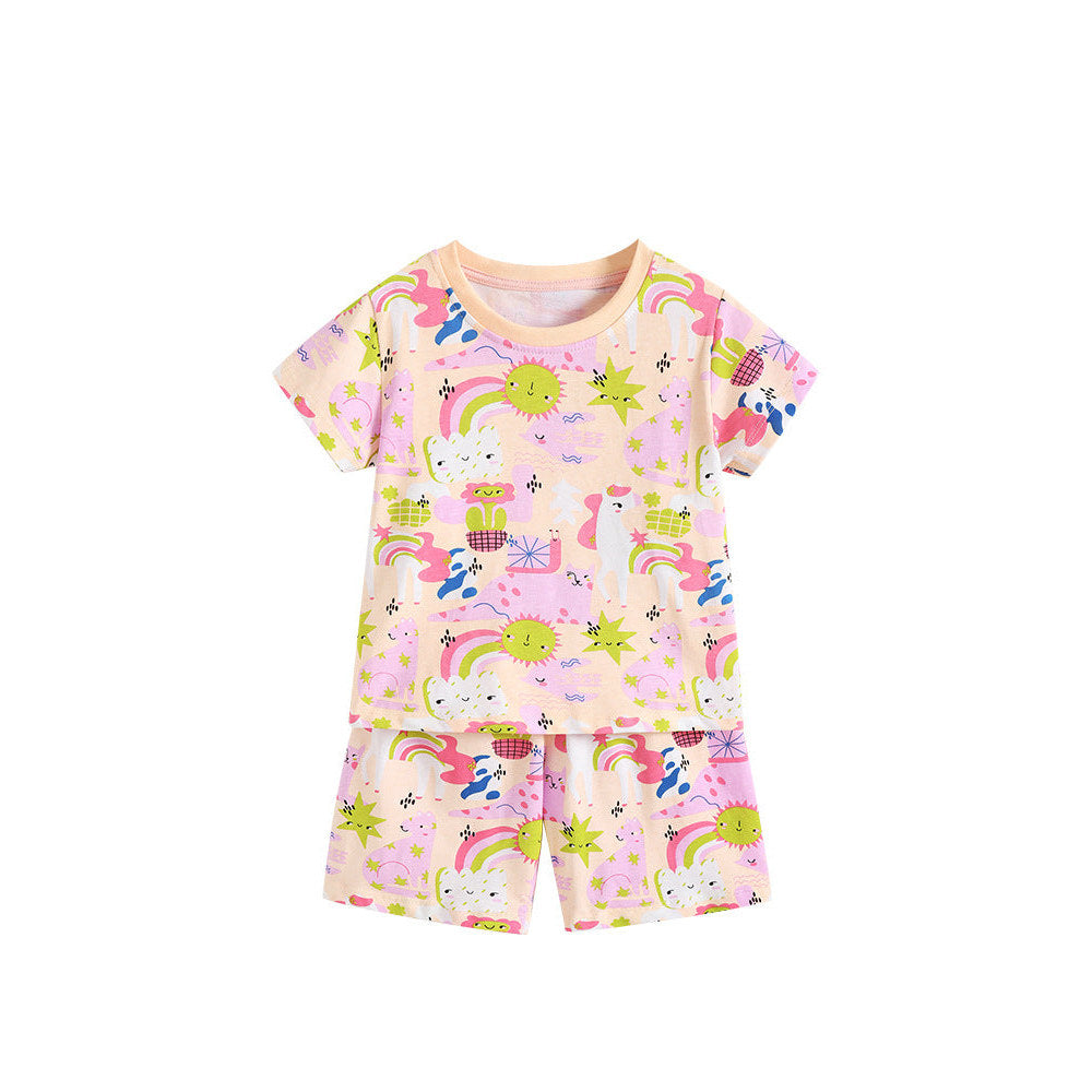MyKids-USA® Arrival Summer Baby Kids Girls Short Sleeves Cartoon Pattern T-shirt and Shorts Clothing Set