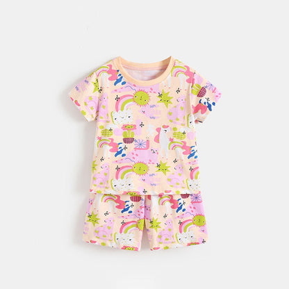 MyKids-USA® Arrival Summer Baby Kids Girls Short Sleeves Cartoon Pattern T-shirt and Shorts Clothing Set