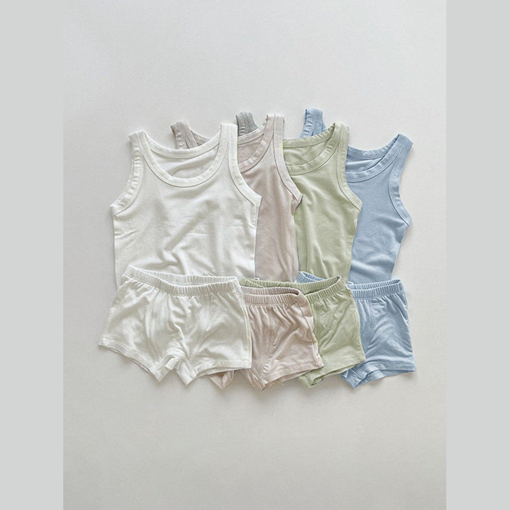 MyKids-USA® Arrival Summer Baby Sleeveless Plain Vest and Bloomers Clothing Set