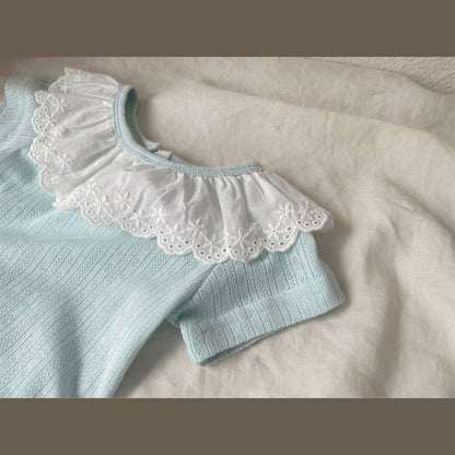 MyKids-USA® Summer Arrival Baby Girls Short Sleeves Lace Collar Bodysuit