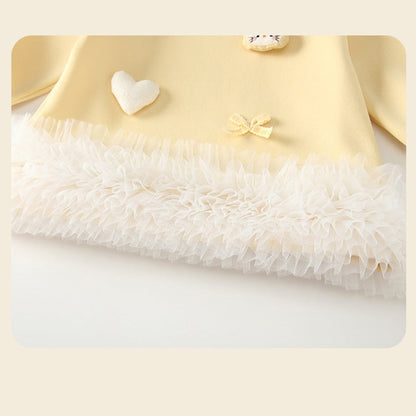 MyKids-USA® Autumn Arrival Baby Girls Long Sleeves Cute Cartoon Tulle Patchwork Dress