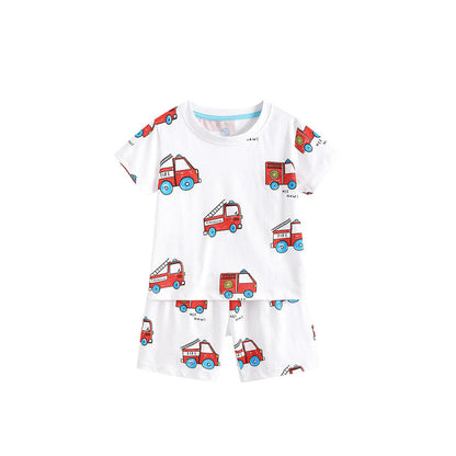 MyKids-USA® Arrival Summer Baby Kids Boys Short Sleeves Cartoon Pattern T-shirt and Shorts Clothing Set