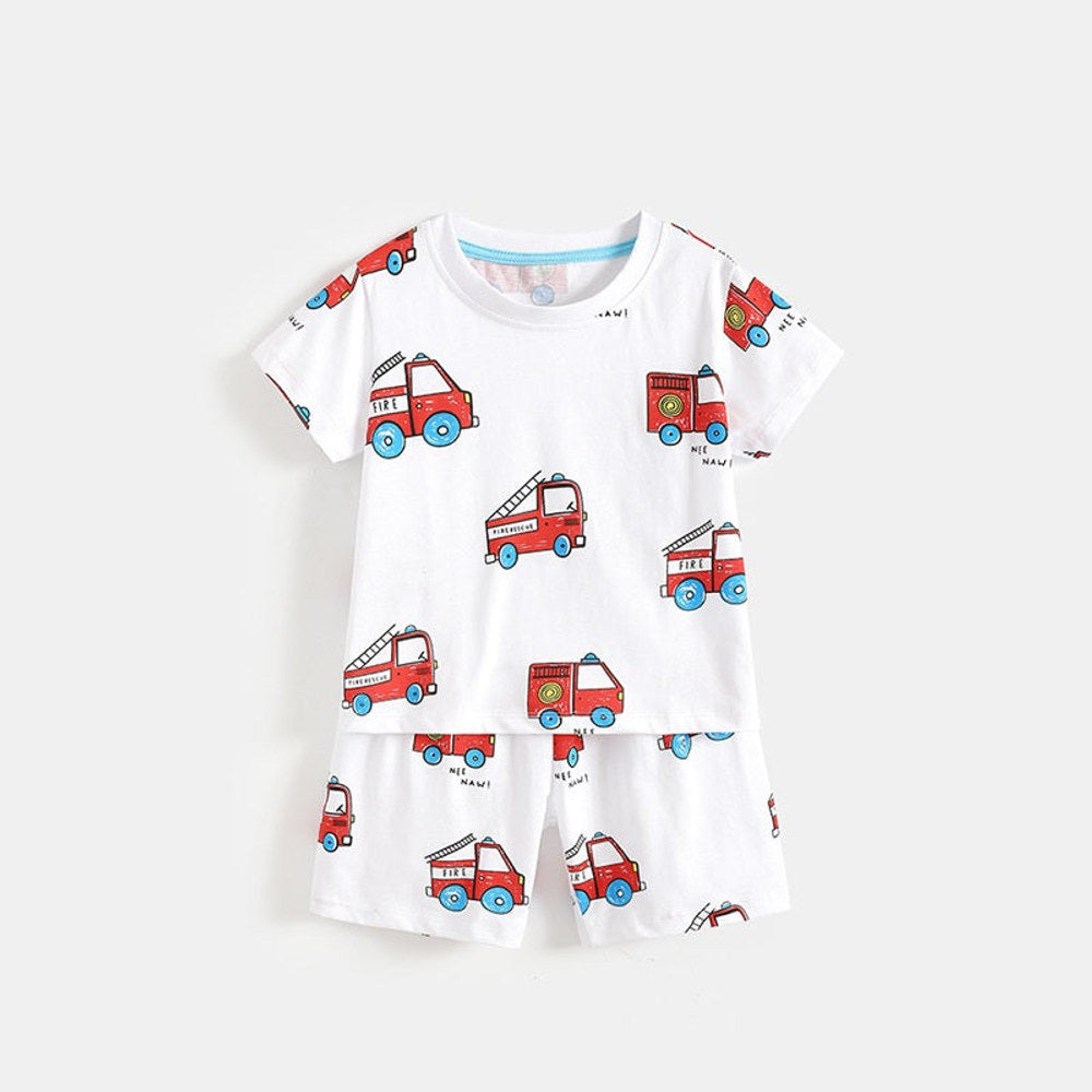 MyKids-USA® Arrival Summer Baby Kids Boys Short Sleeves Cartoon Pattern T-shirt and Shorts Clothing Set