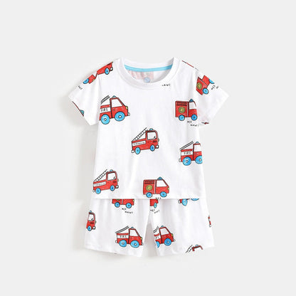 MyKids-USA® Arrival Summer Baby Kids Boys Short Sleeves Cartoon Pattern T-shirt and Shorts Clothing Set