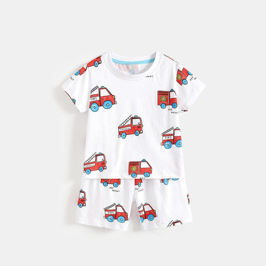 MyKids-USA® Arrival Summer Baby Kids Boys Short Sleeves Cartoon Pattern T-shirt and Shorts Clothing Set