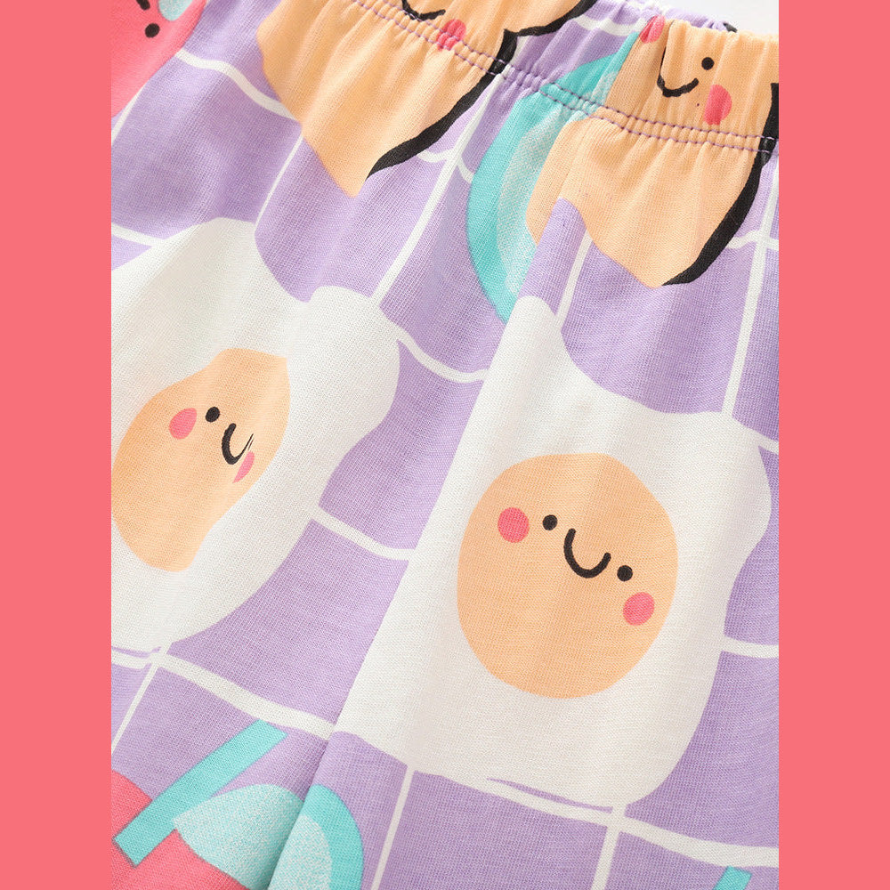 MyKids-USA® Arrival Summer Baby Kids Girls Short Sleeves Cartoon Pattern T-shirt and Plaid Shorts Clothing Set