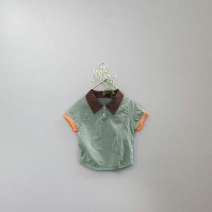 Design Summer Baby Kids Short Sleeves Color Patchwork Polo T-shirt