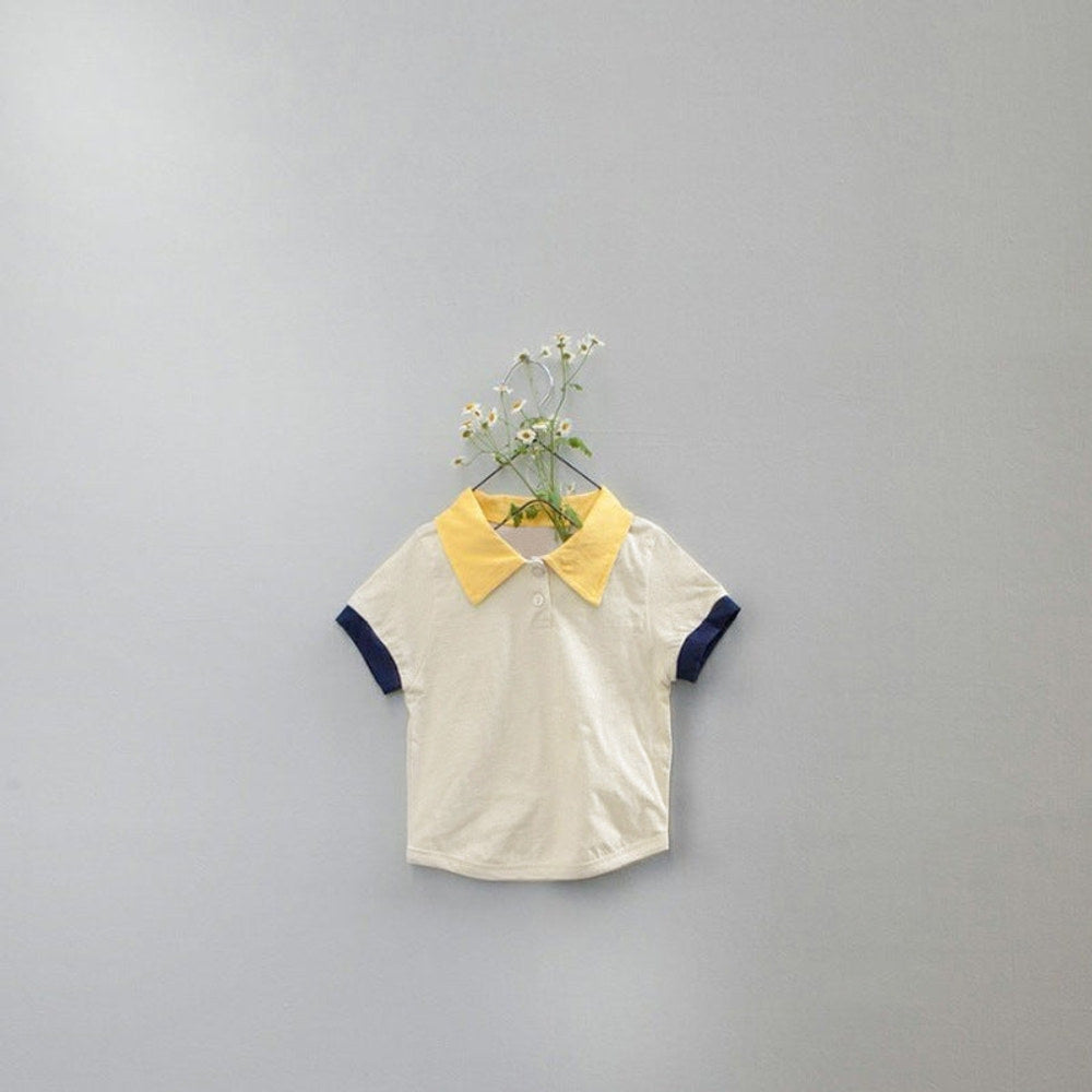 Design Summer Baby Kids Short Sleeves Color Patchwork Polo T-shirt