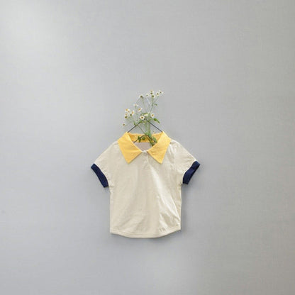 Design Summer Baby Kids Short Sleeves Color Patchwork Polo T-shirt