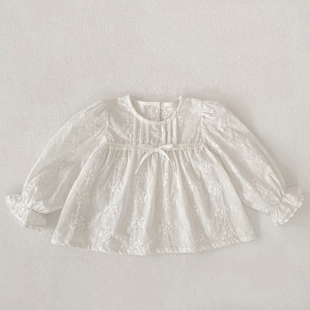 MyKids-USA® Arrival Autumn Baby Kids Girls Long Sleeves Flowers Embroidered Pattern Solid Color Top