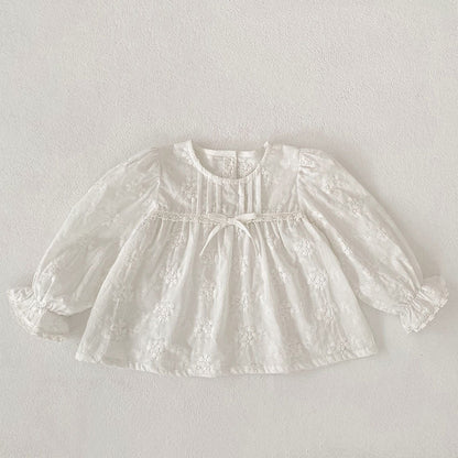 MyKids-USA® Arrival Autumn Baby Kids Girls Long Sleeves Flowers Embroidered Pattern Solid Color Top