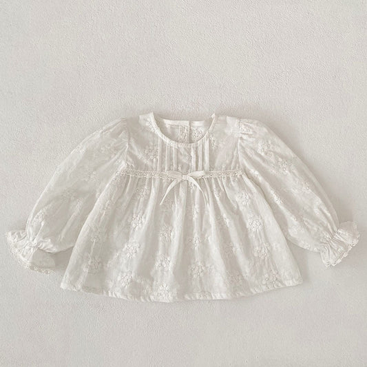 MyKids-USA® Arrival Autumn Baby Kids Girls Long Sleeves Flowers Embroidered Pattern Solid Color Top