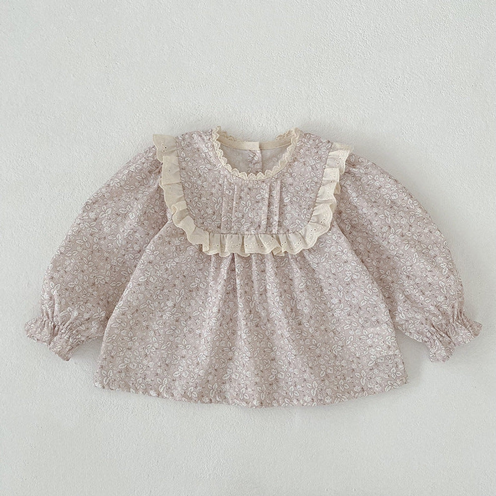 MyKids-USA® Arrival Autumn Baby Kids Girls Long Sleeves Flowers Pattern Lace Trim Top